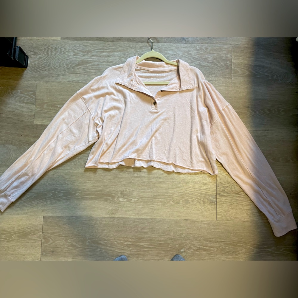 Cropped long sleeve button up